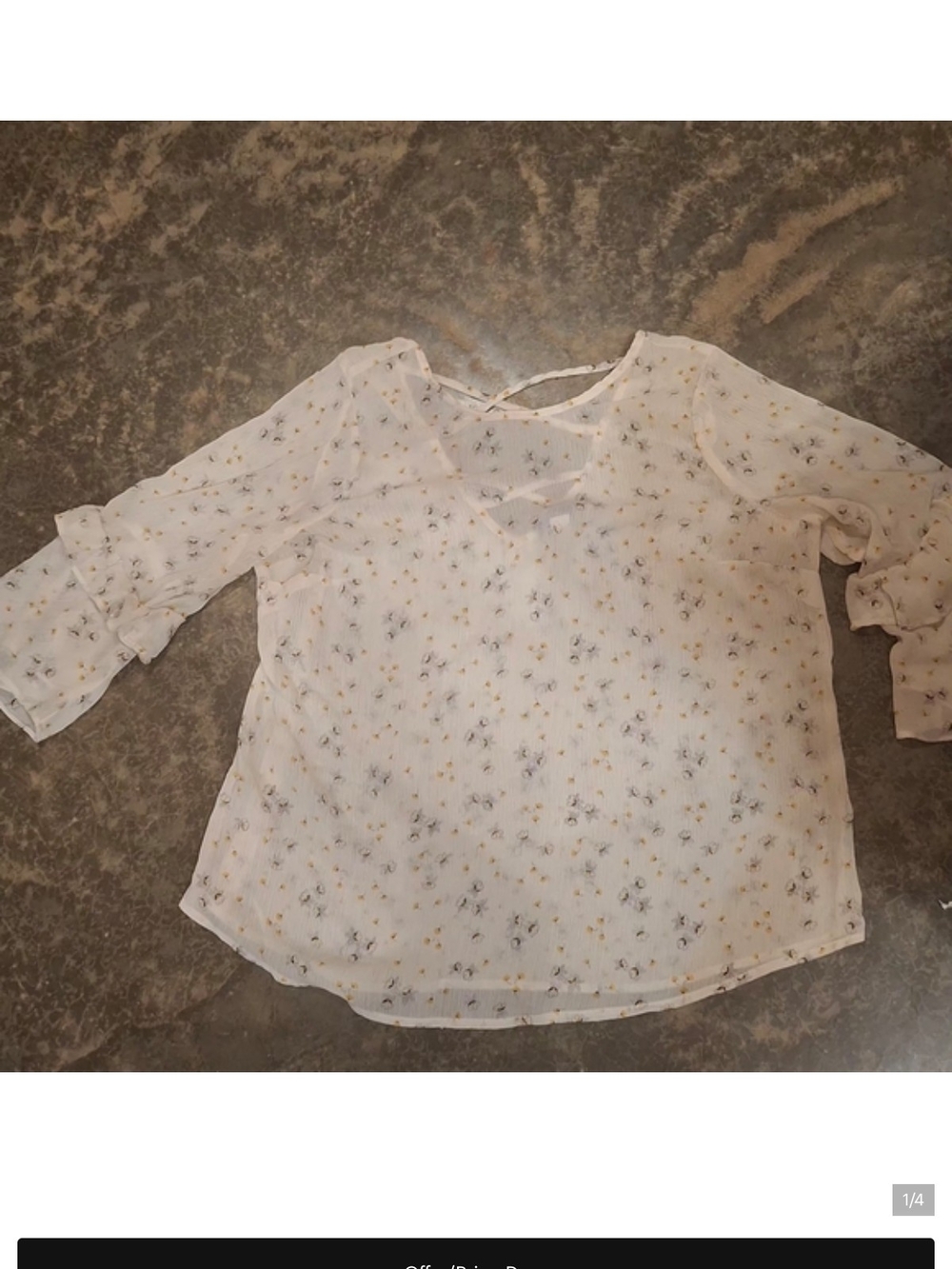 Women's Ivory Floral Peasant Top - Boho Sleeve Blouses - Picture 9 of 13